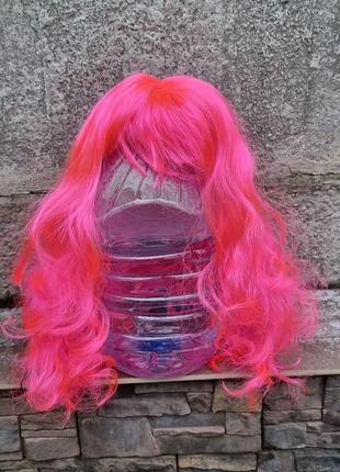 Рожевий кучерявий парик4 фото