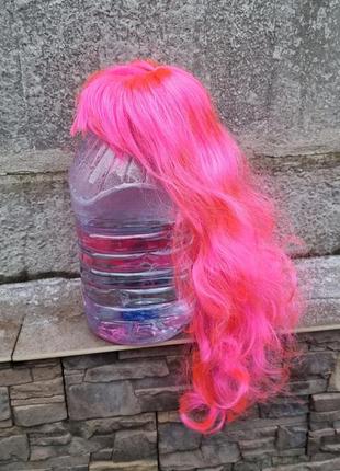 Рожевий кучерявий парик5 фото