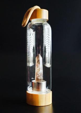 Бутылка для воды с кристаллом дымчатый кварц (550 мл)