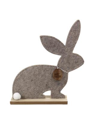 Весенний декор фетровый пасхальный кролик melinera 31 см, фигура статуэтка кролика на подставке1 фото