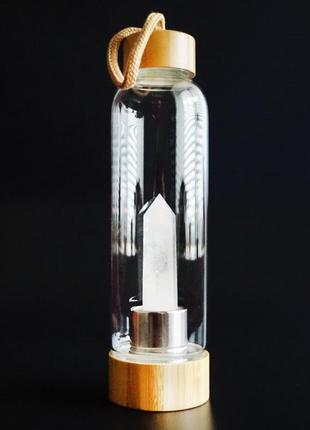 Бутылка для воды с кристаллом горного хрусталя (550 мл)