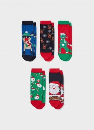 Набор носков c&a для мальчика, новогодние, р. 27/30 (арт 1333)