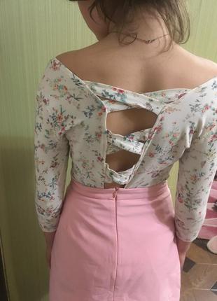 Комплект!юбка+блузка с открытой спинкой!4 фото