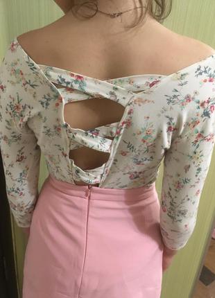 Комплект!юбка+блузка с открытой спинкой!3 фото