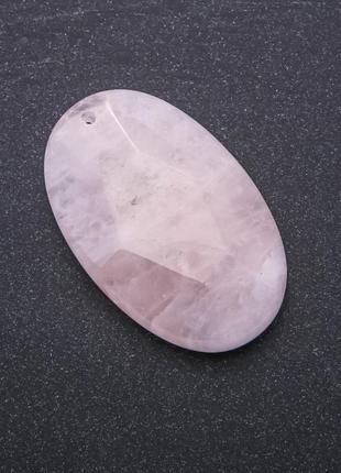 Кулон из натурального камня розовый кварц граненный овал