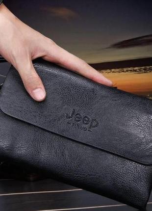 Стильный мужской кошелек клатч jeep пу кожа aliri-00310 черный