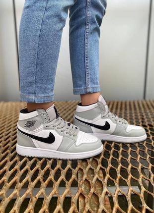 Женские кроссовки nike air jordan 1 grey 🔺 найк аир джордан серые