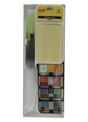 Фарби акварельні "joyko" 18кол. wc-1000 з пензликом, шт