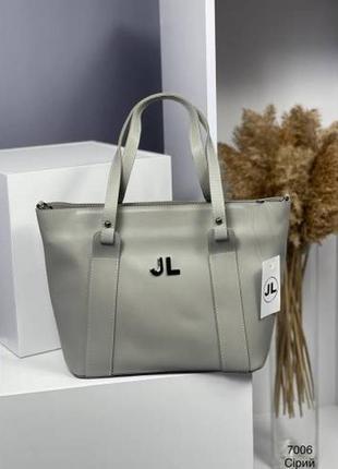 Женская сумка из экокожи цвет серый1 фото