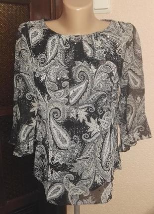 Блуза шифоновая на подкладке с паетками женская,размер евро 8(36) 42-44размер1 фото