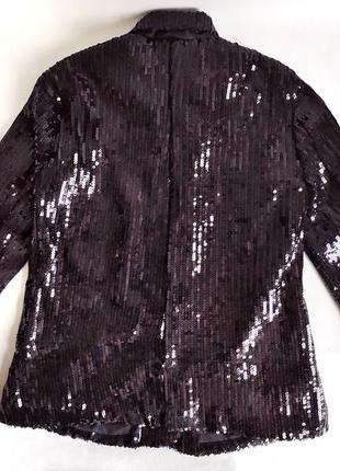 Черный жакет пиджак блейзер с пайетками7 фото