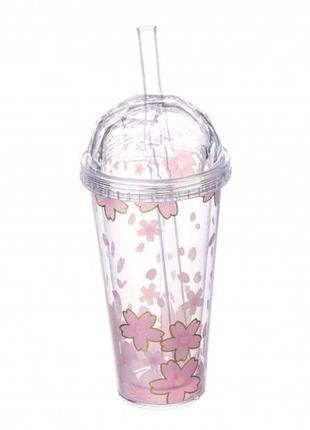 Стакан акриловый с трубочкой 380ml 69-1202