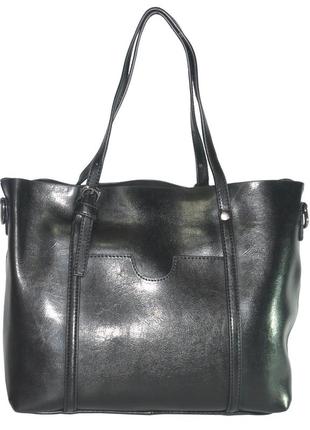 Женская сумка с карманом 01550476632328black черная
