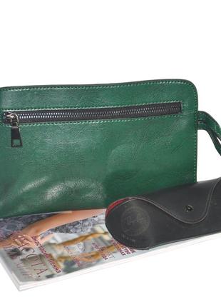 Женская сумка с накладным карманом 01552801596834green зеленая4 фото