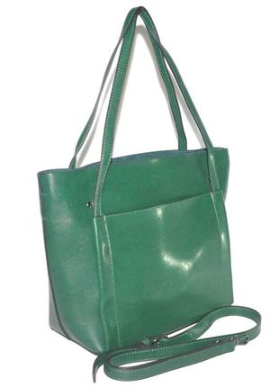 Женская сумка с накладным карманом 01552801596834green зеленая2 фото