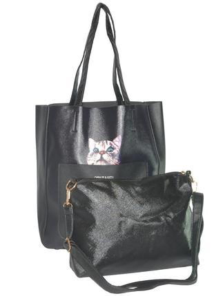 Женская сумка с котиком 01534691450134black черная