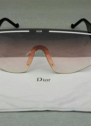 Christian dior стильні жіночі сонцезахисні окуляри маска сіро рожевий градієнт дужки чорні2 фото
