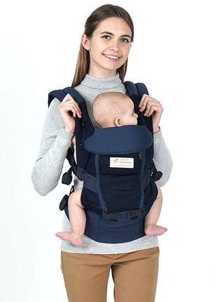 Рюкзак-слінг сумка кенгуру для перенесення дитини baby carriers 3-16 місяців 4 положення блакитний1 фото