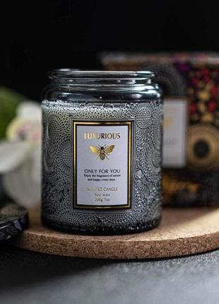 Ароматическая свеча из соевого воска с крышкой "misty forest" 400г. 40 часов горения