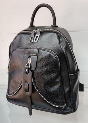 Кожаный женский рюкзак натуральная кожа цвет чёрный