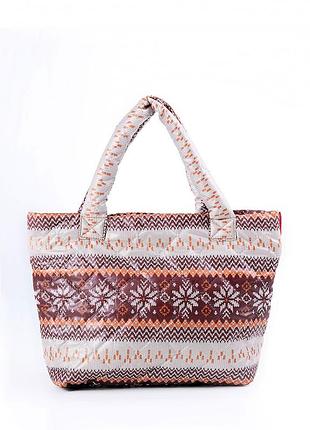 Дутая сумка poolparty с северным узором pp11-brown