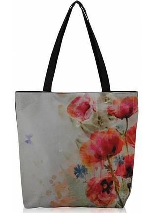 Женская сумка картина маки черная