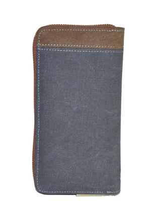 Мужское портмоне baellerry jeans серое с рыжим3 фото