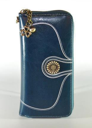Женский кожаный кошелек sendefn 82-51 синий