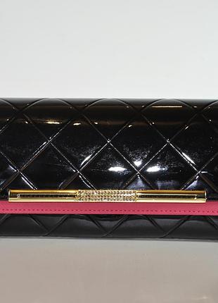 Женский кожаный лакированный кошелек sendefn 39-80 черный