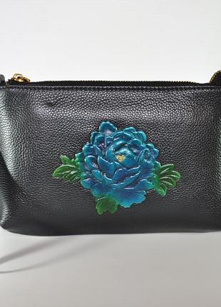 Сумка женская ручной работы роза синяя
