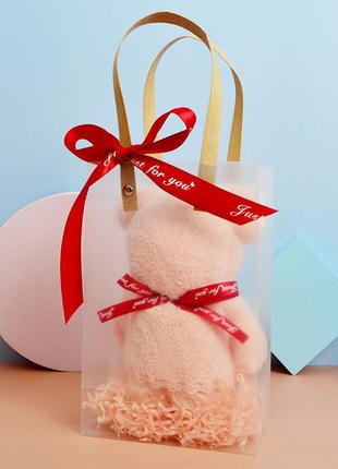 Полотенце подарочное, полотенце в виде медвежонка, подарочный набор розовое