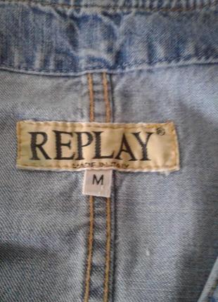 Брендовое джинсовое платье - рубашка без рукавов десятиклинка мини replay италия3 фото