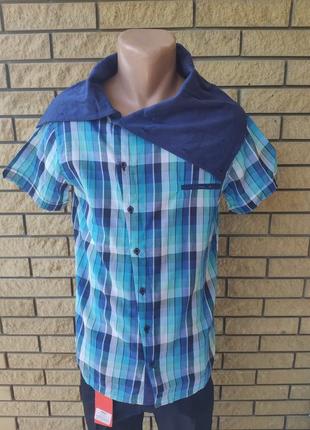 Рубашка мужская летняя коттоновая  брендовая, воротник-хомут высокого качества score, турция