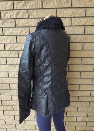 Куртка женская больших размеров из экокожи, на меху внутри, с меховым воротником os5 фото
