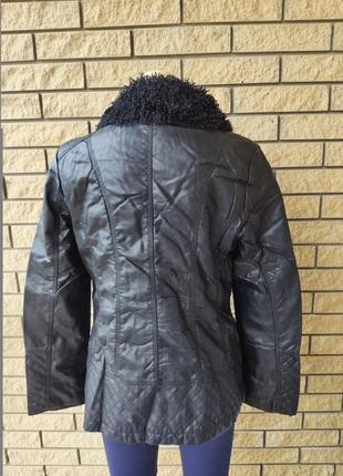 Куртка женская больших размеров из экокожи, на меху внутри, с меховым воротником os4 фото