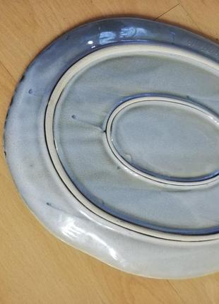 Сервірувальна керамічна тарілка 30 см глянець сіро-салатова3 фото