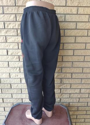 Спортивні штани утеплені на флісі трикотажні великих розмірів з широкою штаниною nn10 фото