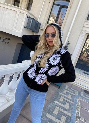 Свитер, кофта женская  на молнии высокого качества с капюшоном   mate, турция