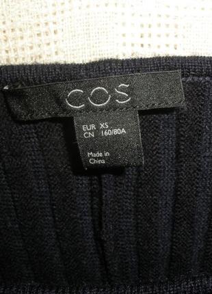 Натуральной шерсти длинный джемпер пуловер cos в рубчик лапша8 фото