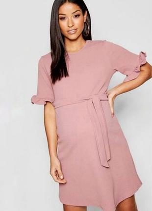 Летнее мини-платье пыльная роза boohoo