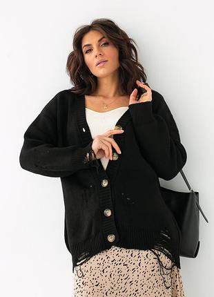Бомбовский кардиган акрил турция рваная вязка пуговицы
