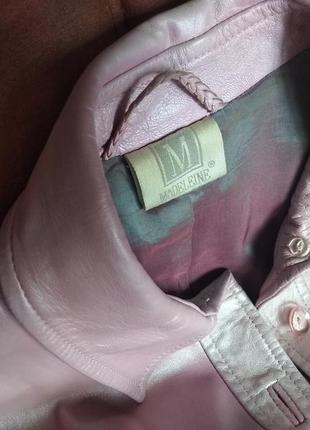 Розовая с сиреневым отливом кожаная рубашка на подкладке3 фото