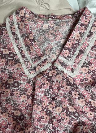 Распродажа! винтажная коттоновые блуза, винтажная блуза в цветочный принт2 фото