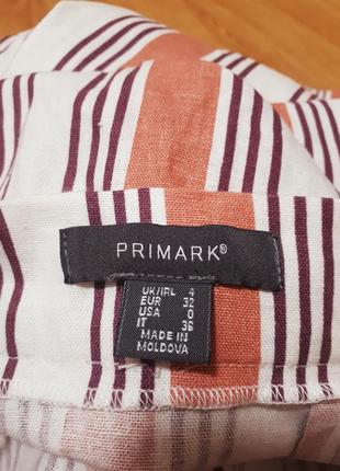 Спідниця primark з поясом у вертикальну смужку з ґудзиками льон віскоза юбка4 фото