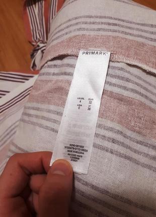 Спідниця primark з поясом у вертикальну смужку з ґудзиками льон віскоза юбка7 фото