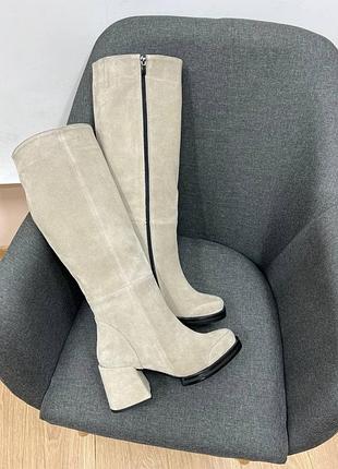 Чоботи на зручному підборі натуральна замша\ cапоги на удобном каблуке замш натуральный