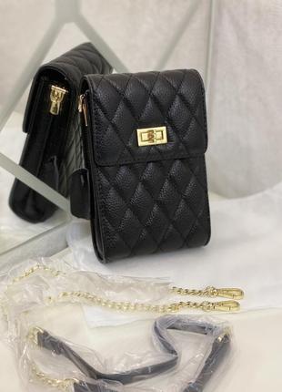 Маленька сумочка з натуральної зернистої шкіри жіноча сумка чохол для телефону чорна чорна стьобана повсякденна кроссбоди шкіряний стьобаний клатч