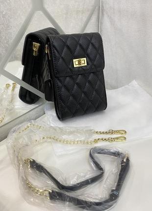 Маленька сумочка з натуральної зернистої шкіри жіноча сумка чохол для телефону чорна чорна стьобана повсякденна кроссбоди шкіряний стьобаний клатч4 фото