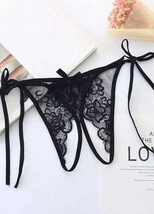Эротическое белье, стринги с открытым доступом, трусы трусики на завязках