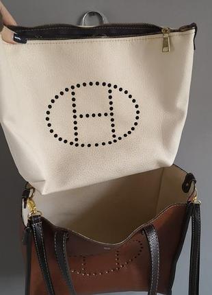 Сумка шоппер шопер в стилі hermes 4